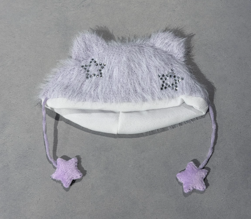 【15cm】星ストーンねこ耳ぬい帽子