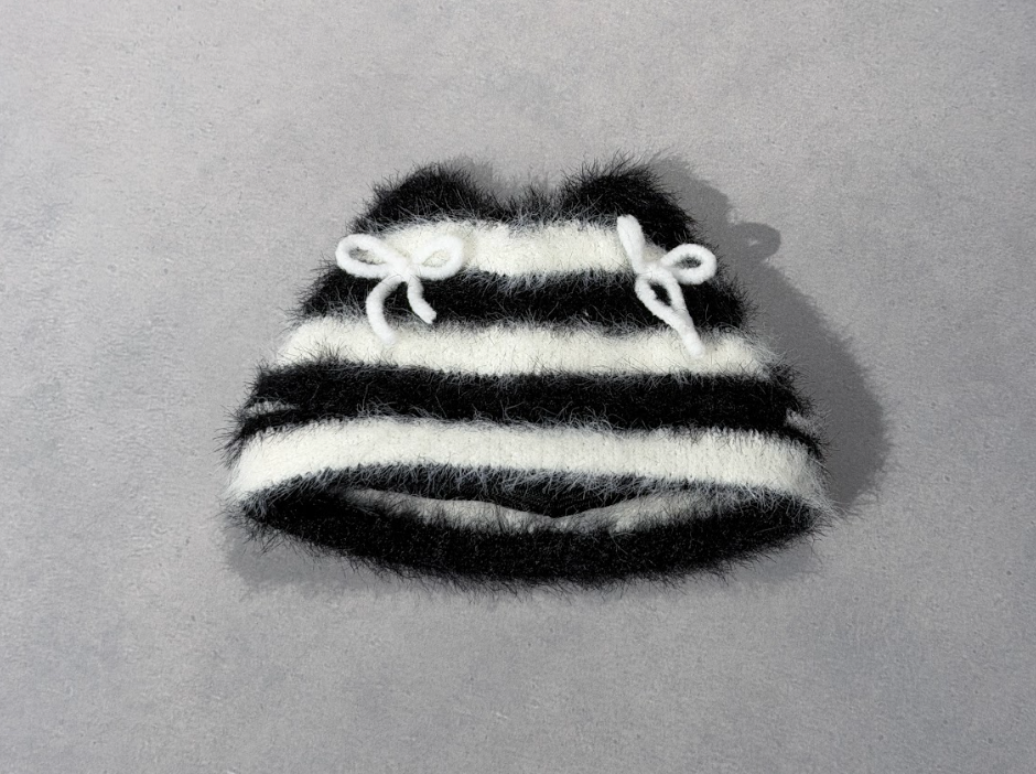 【10cm】 ボーダーねこ耳ぬい帽子