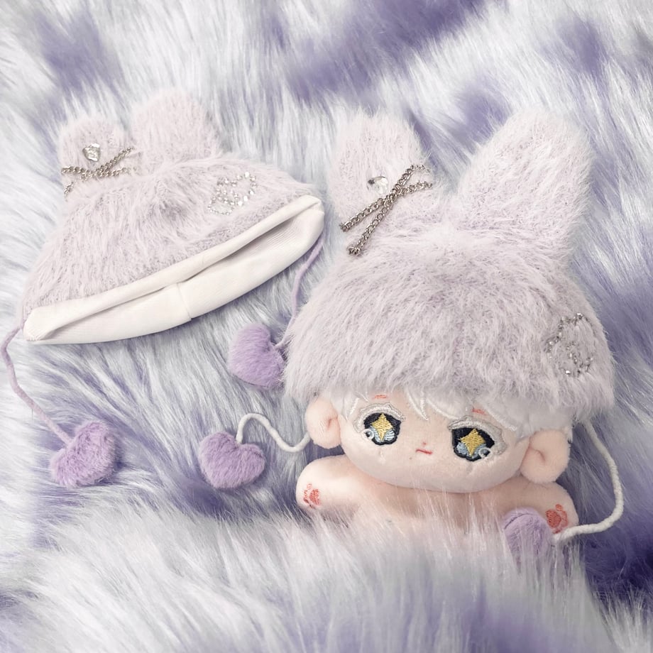 【15cm】ぬい服 ハートチェーンうさ耳ぬい帽子