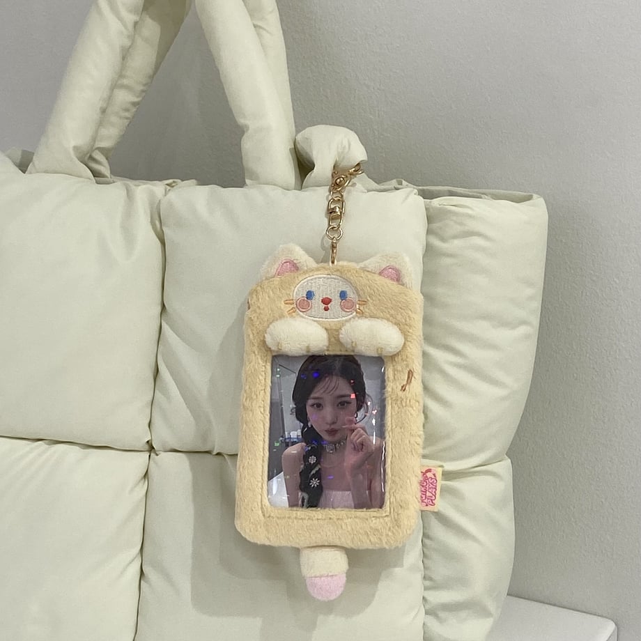 GirlPlaysベージュねこトレカホルダー