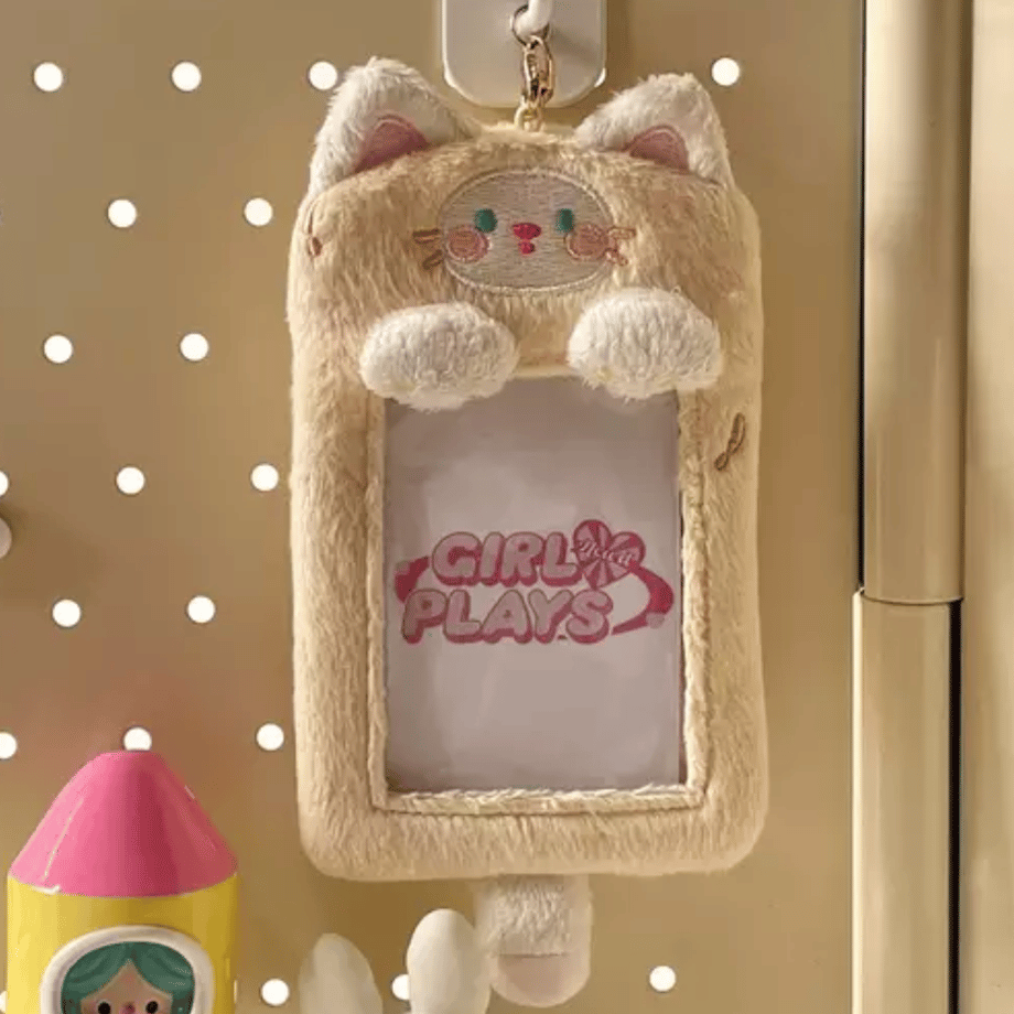 GirlPlaysベージュねこトレカホルダー