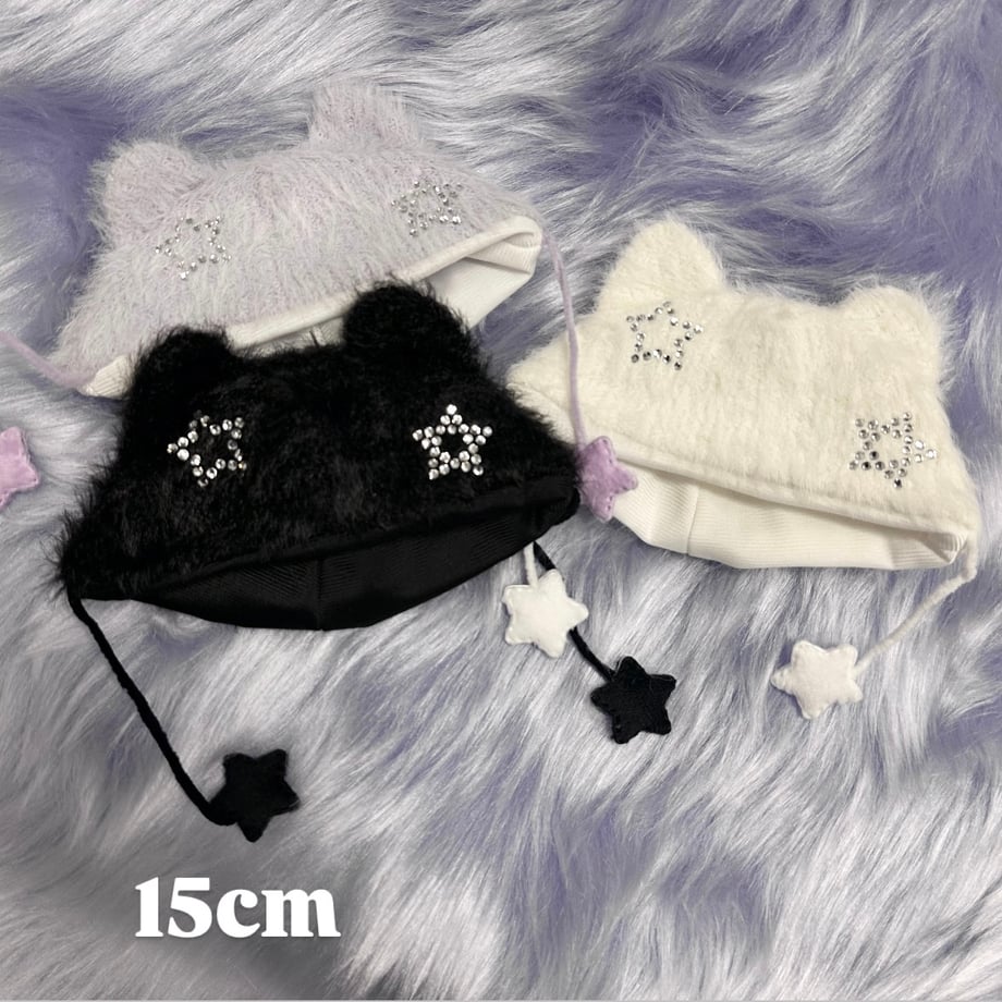 【15cm】星ストーンねこ耳ぬい帽子